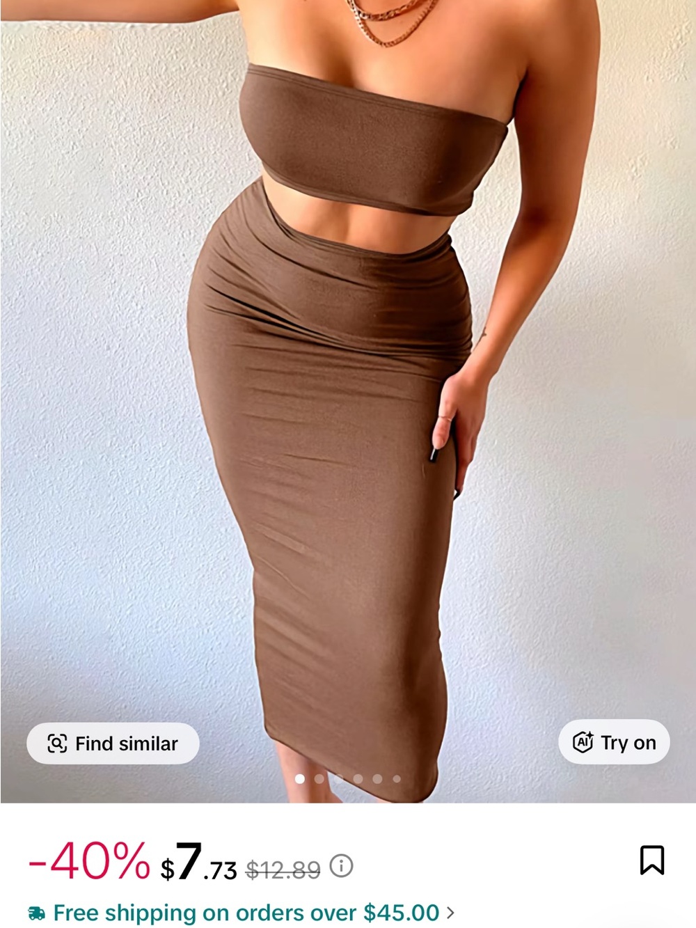 Sleek Brown High-Waist Midi Pencil Skirt